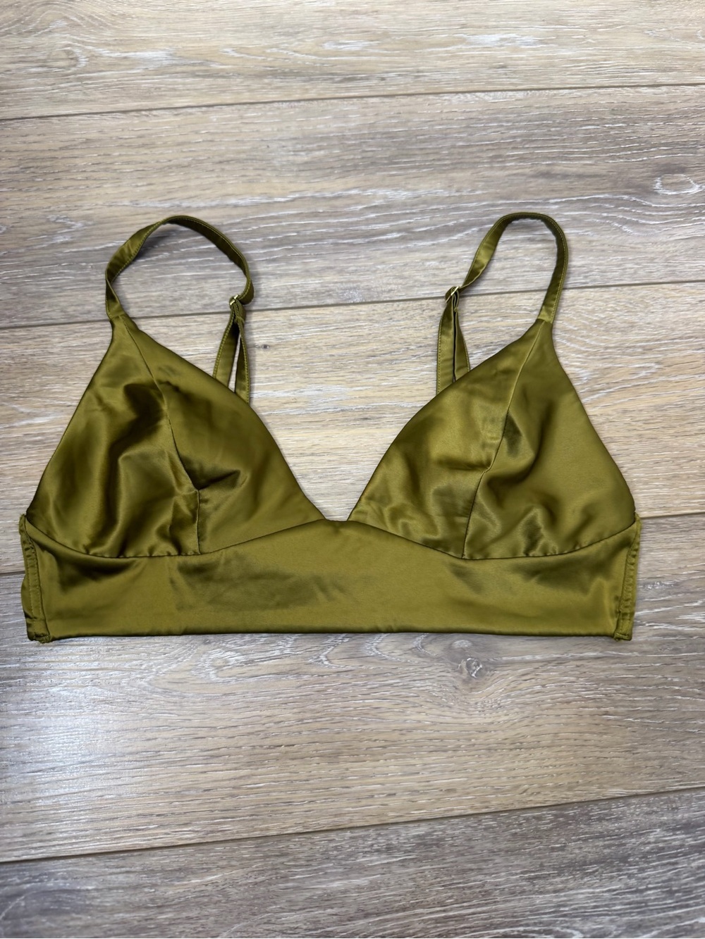 Parade Olive Satin Triangle Bralette Sz M